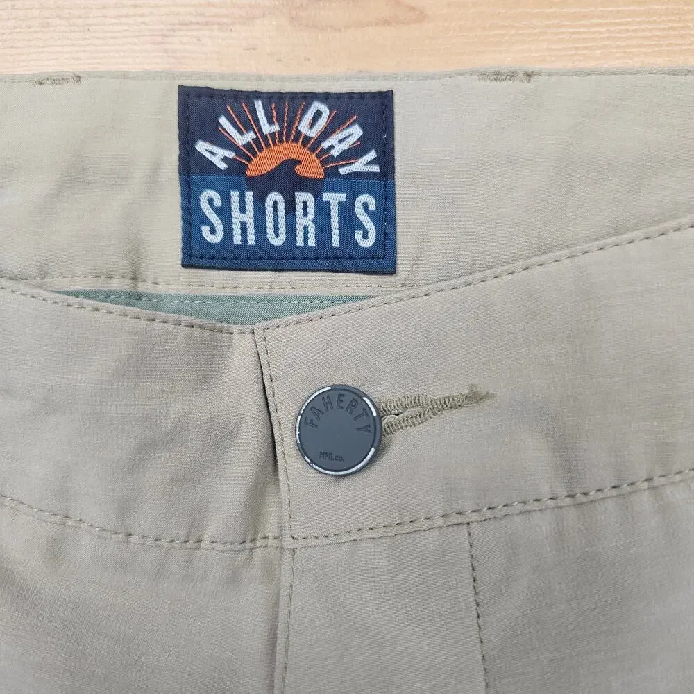FAHERTY NWOT All Day Shorts Men's XL Khaki Performance Stretch Drawstring Beach